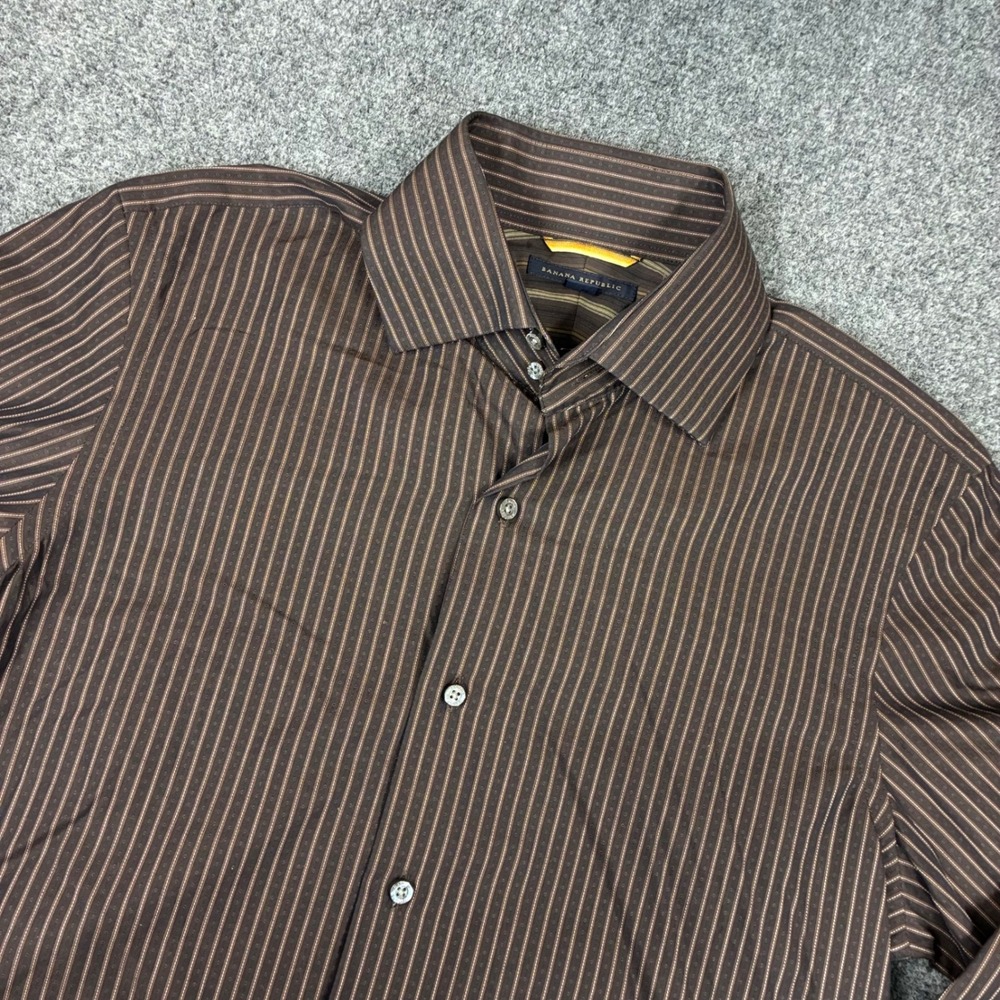 Banana Republic Mens Brown Button Down Shirt French Cuffs Size Small 14-14.5
